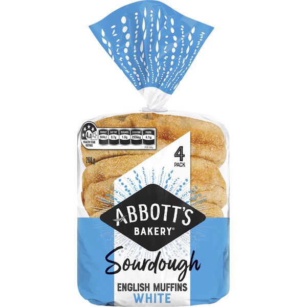 Abbott's Bakery English Muffins Sourdough White 4 pack