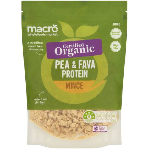 Macro Organic Pea and Fava Protein Mince 100g bunch