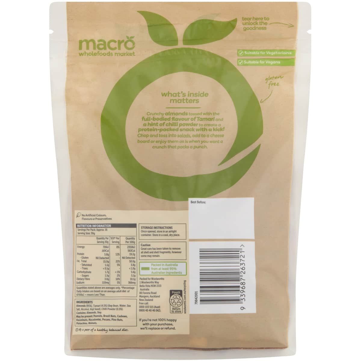 Macro Spicy Tamari Almonds 500g bunch