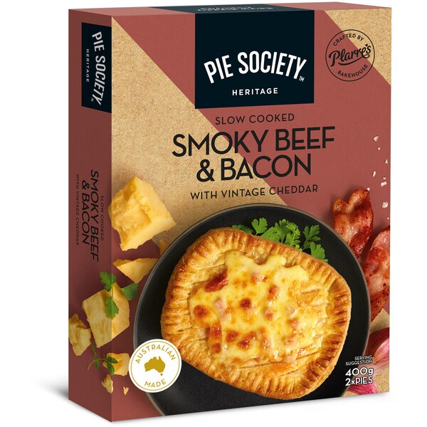 Pie Society Slow Cooked Smoky Beef & Bacon With Vintage Cheddar Pies 2 pack