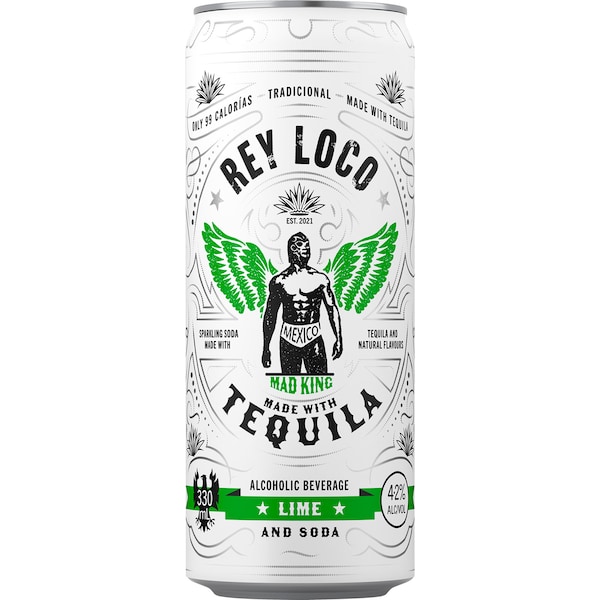 Rey Loco Tequila, Lime & Soda Can 330ml