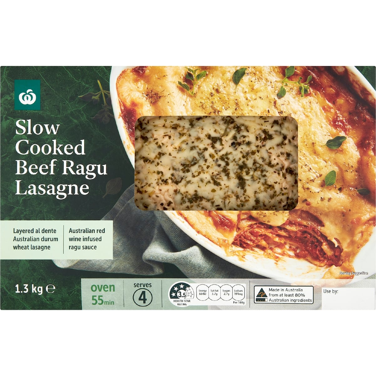 Woolworths Slow Cooked Beef Ragu Lasagne 1.3kg bunch