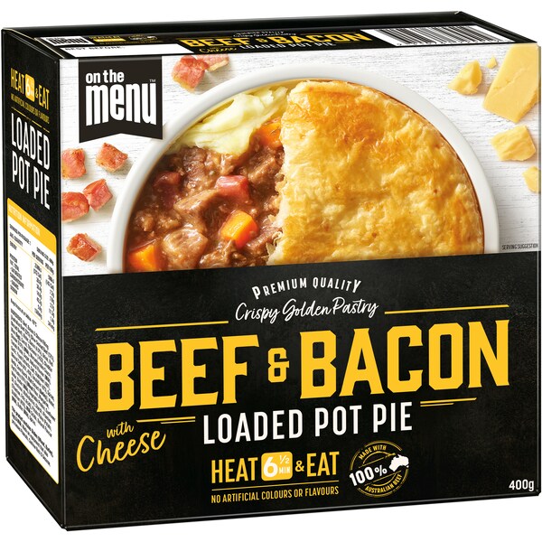 On The Menu Beef & Bacon With Cheese Loaded Pot Pie 400g