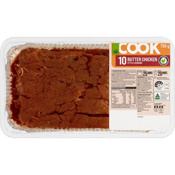 Woolworths Butter Chicken Style Kebabs Kebabs 10 Pack