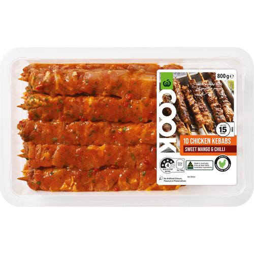 Woolworths Cook Chicken Kebabs Sweet Mango and Chilli 10 Pack bunch