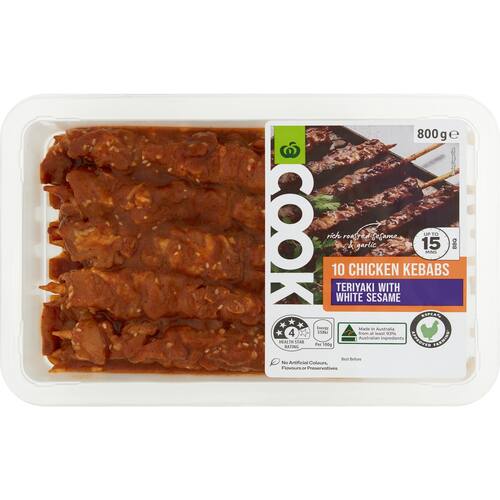 Woolworths Cook Chicken Kebab Sweet Smokey Bbq 375g bunch