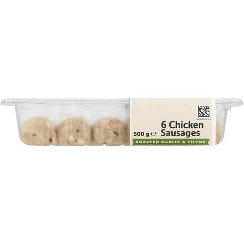 Woolworths Chicken Sausages Roasted Garlic and Thyme 6 Pack bunch