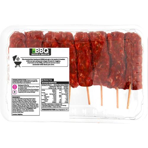 Woolworths Bbq Beef Kebab Mild Mexican Style 450g bunch
