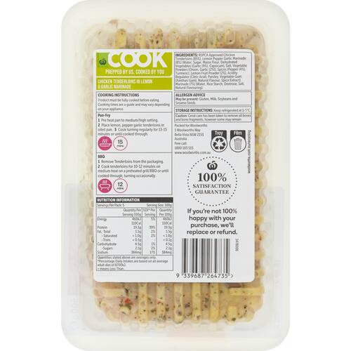 Woolworths Chicken Tenderloins In Lemon and Garlic Marinade 500g bunch