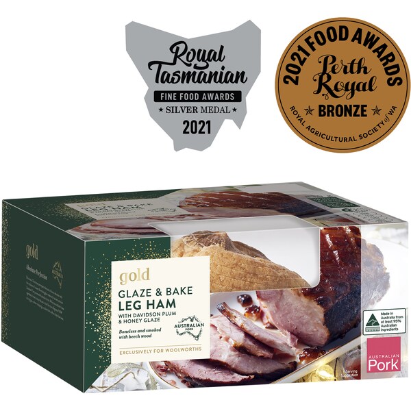 Woolworths Gold Glaze & Bake Leg Ham With Davidson Plum & Honey Glaze 830g