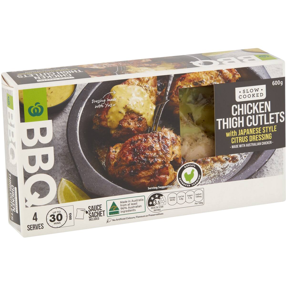 Woolworths Bbq Slow Cooked Chicken Thigh Cutlets With Japanese Dressing