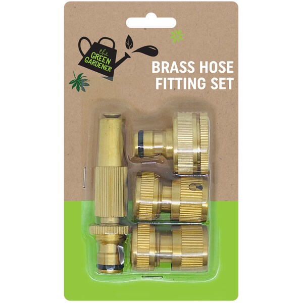 Green Gardener Garden Hose Fitting Brass 4 pack