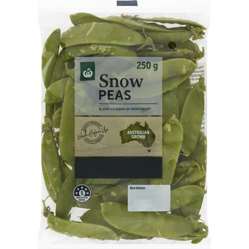 Woolworths Snow Peas Fresh 250g Bag bunch