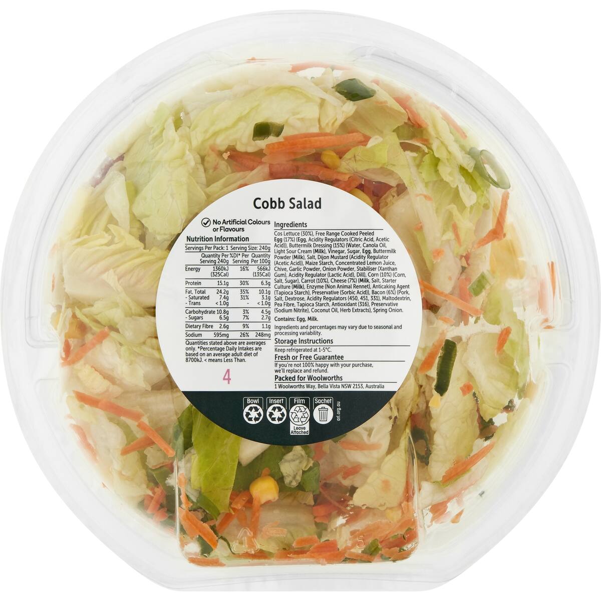 Woolworths Cobb Salad Bowl 240g bunch