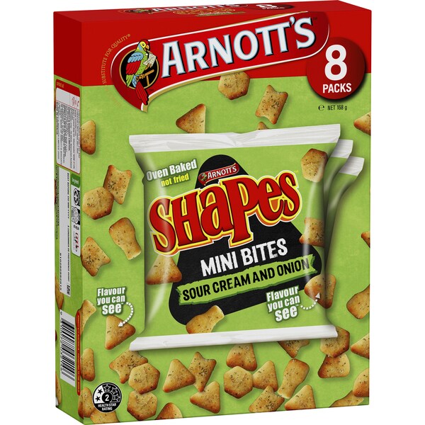 Arnott's Shapes Mini Bites Sour Cream & Onion 8 pack