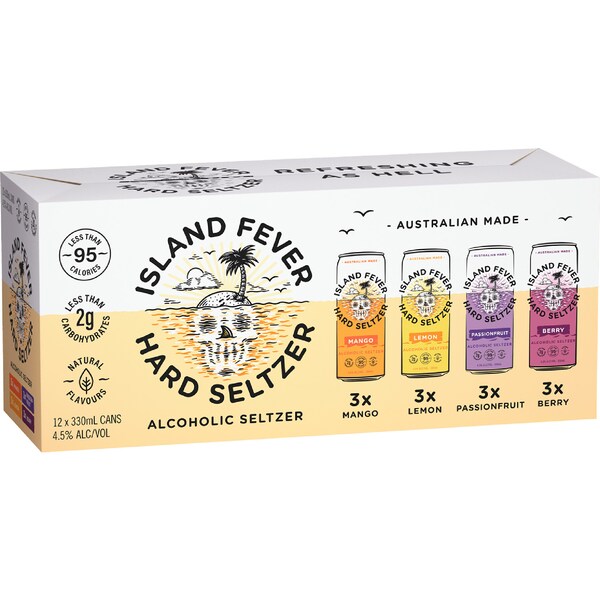 Island Fever Hard Seltzer Mixed Cans 330mL x 12 pack