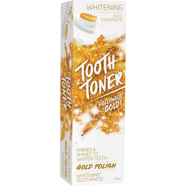 Tooth Toner Hollywood Gold Whitening Toothpaste 75mL