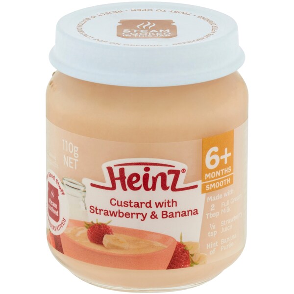 Heinz Custard With Strawberry & Banana Baby Food Jar 6+ Months 110g