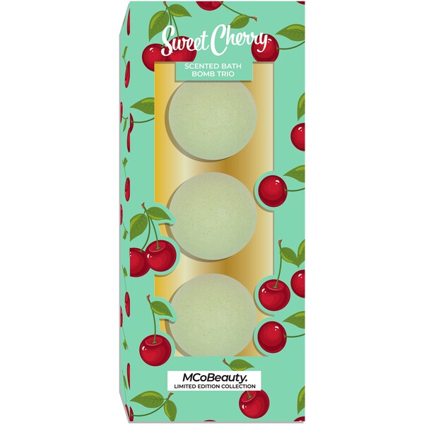 Sweet Cherry Bath Bomb Trio Green each