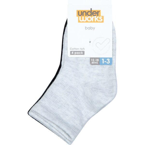 Underworks Infant Rib Crew Socks Assorted 4 Pack