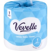 Vevelle White 1 Ply Toilet Tissue