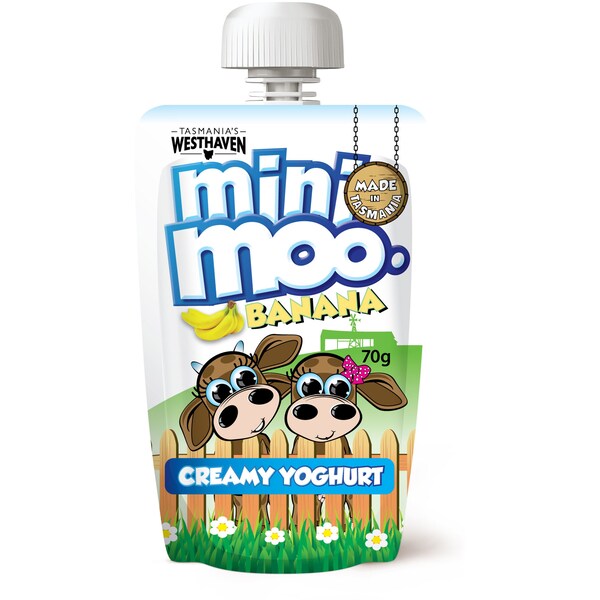 Tasmania's Westhaven Mini Moo Yoghurt Pouch Banana 70g