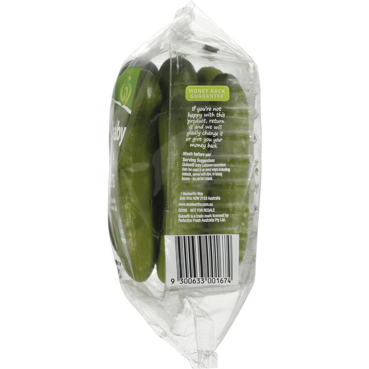 Woolworths Qukes Baby Cucumbers 250g bunch