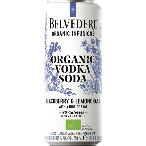 Belvedere Organic Vodka Soda Blackberry & Lemongrass Can 250ml