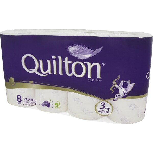 Quilton Classic Toilet Tissue 3ply Floral 180sheets 8pk