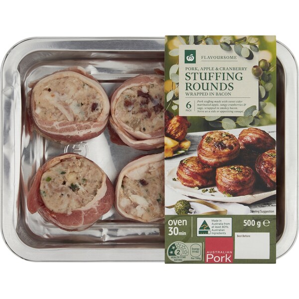 Woolworths Pork Stuffing Balls With Bacon & Cranberry 500g