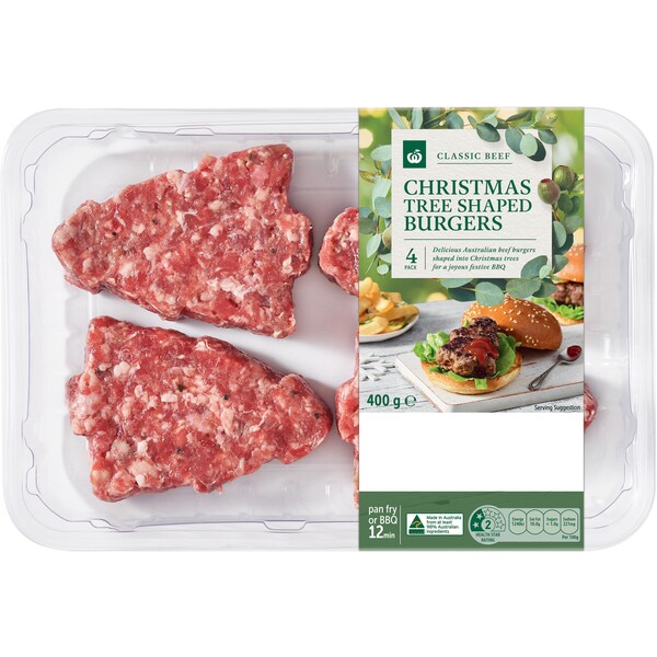 Woolworths Christmas Tree Shaped Burgers Burger 400g