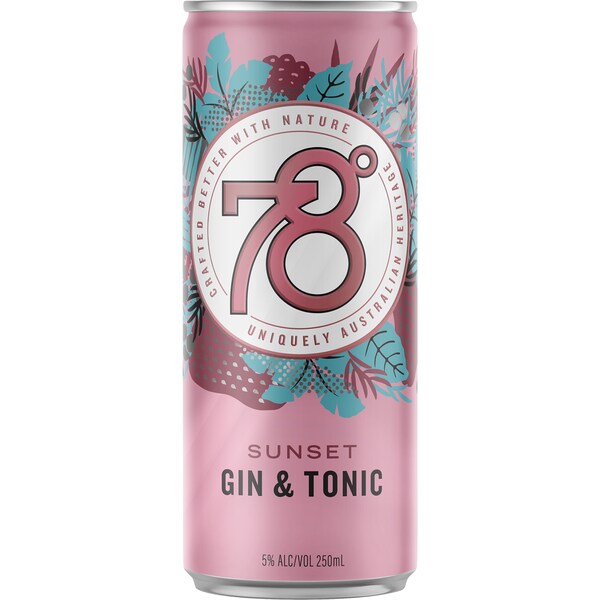 78 Degrees Sunset Gin & Tonic Can 250ml
