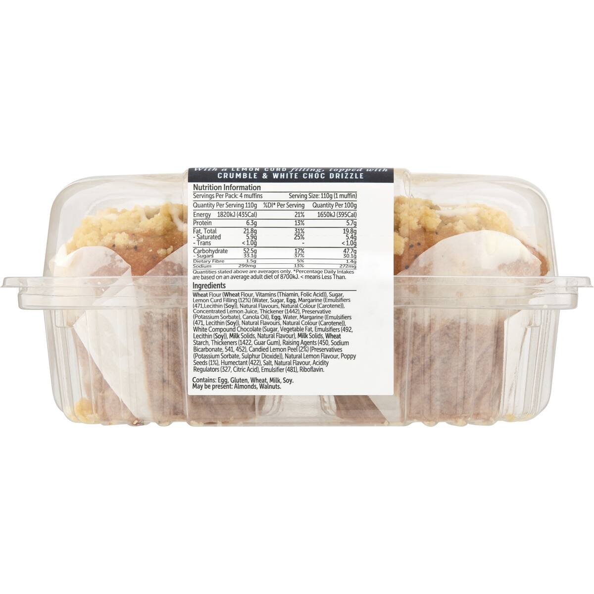 Woolworths Lemon Poppyseed Muffins 4 Pack bunch