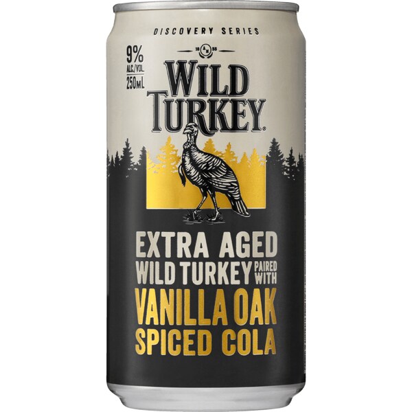 Wild Turkey Extra Aged Bourbon Vanilla Oak Spiced Cola Can 250ml