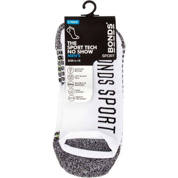 Bonds Mens Sport Tech Socks Size 11 To 14 2 Pack