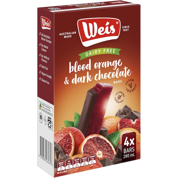 Weis Dairy Free Blood Orange & Dark Chocolate Bars 4 pack