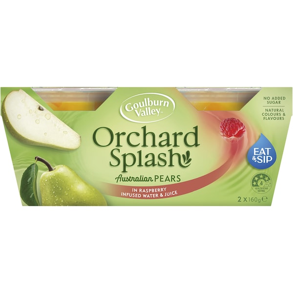 Goulburn Valley Orchard Splash Pears In Raspberry Infused Water 160g x 2 pack