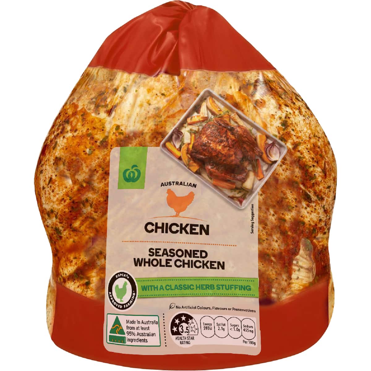 Woolworths RSPCA Approved Chicken Whole Seasoned & Marinated 1.35kg - 2 ...