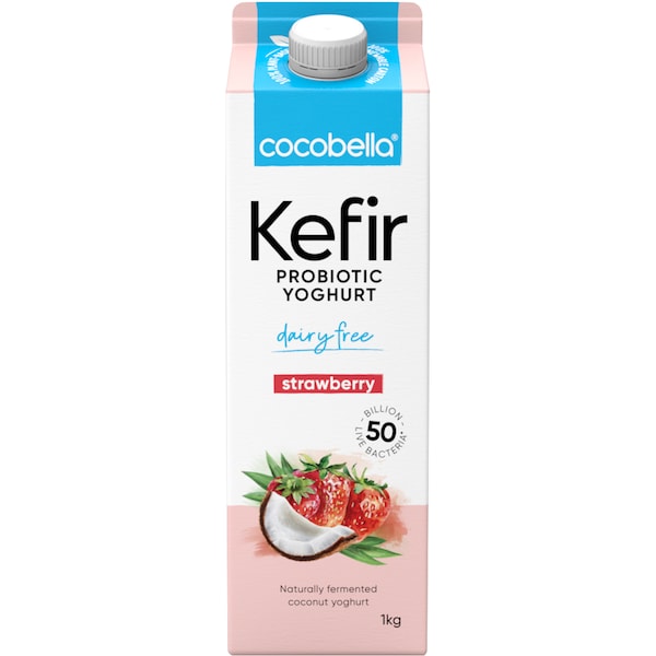 Cocobella Kefir Probiotic Yoghurt Dairy Free Strawberry 1kg