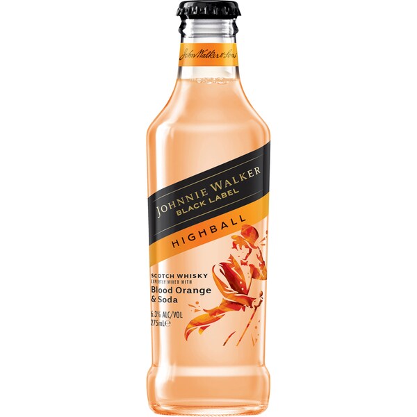 Johnnie Walker Black Label Highball Blood Orange & Soda Bottle 275ml