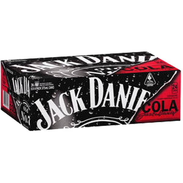 Jack Daniel's Tennessee Whiskey & Cola Cans 6X4Pks 375mL x 24 case