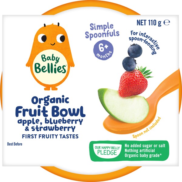 Baby Bellies Organic Fruit Bowl Apple, Blueberry & Strawberry 110g