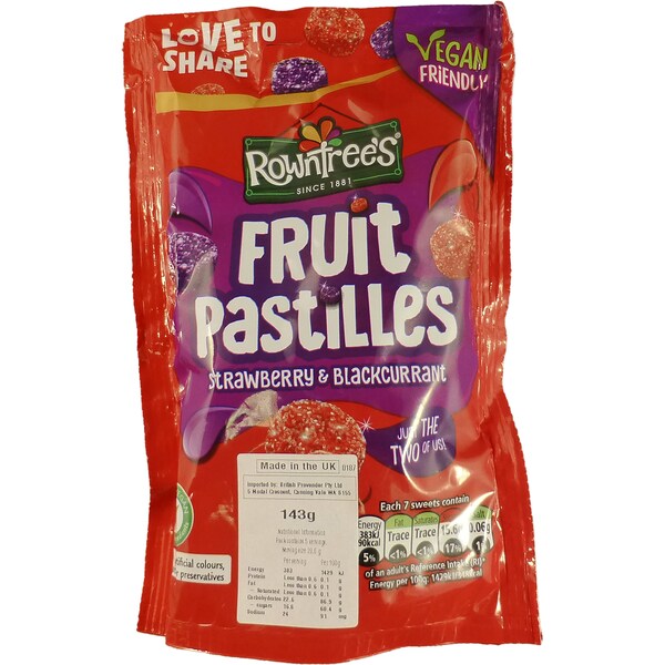 Rowntree's Fruit Pastilles Strawberry & Blackcurrant 143g