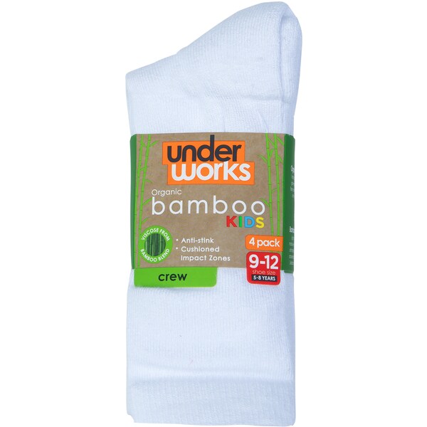 Underworks Kids Organic Bamboo Crew 4 Pack