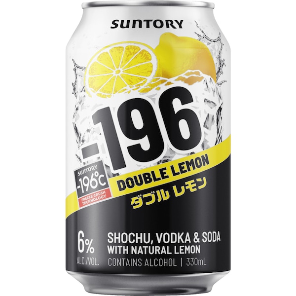 Suntory 196 Double Lemon Shochu, Vodka & Soda Can 330ml