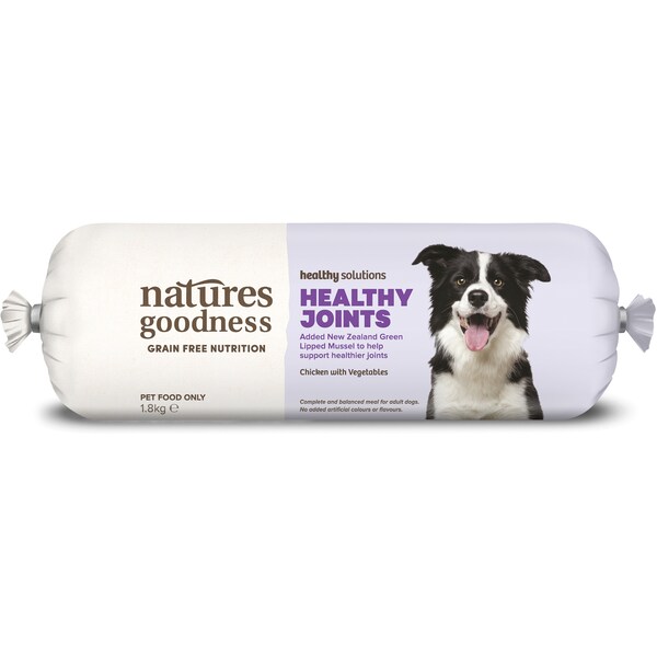 Natures Goodness Grain Free Adult Chilled Fresh Dog Food Roll Healthy Joints 1.8kg