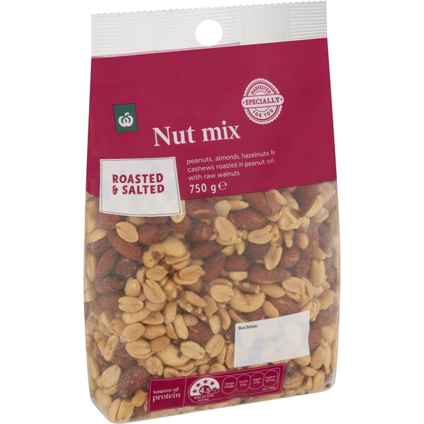Woolworths Mixed Nuts Roasted & Salted 750g