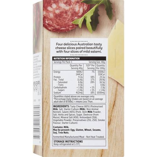 Woolworths Australian Tasty Cheese and Mild Salami Slices 40g bunch