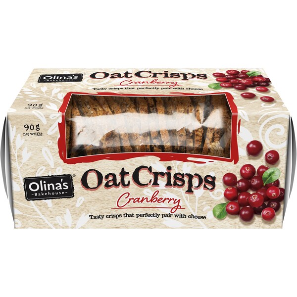 Olina's Bakehouse Oats Crisps Cranberry 90g