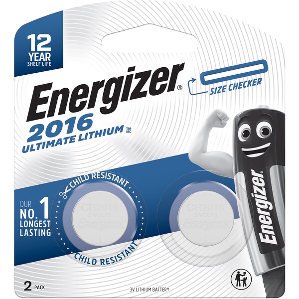 Energizer Ultimate Lithium Coin Battery 2016 2 Pack